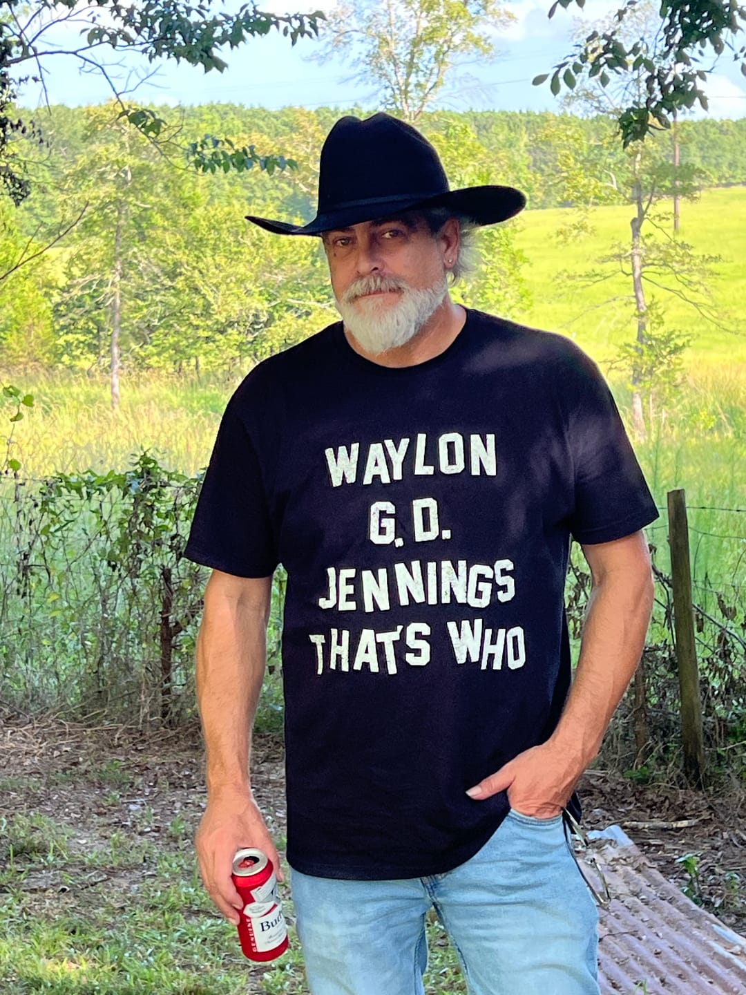 Customer photo review of Waylon Jennings Est. 1937 Flying W Symbol Men's Tee