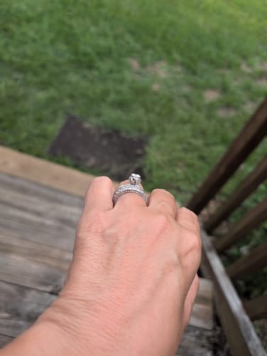 Customer photo review of Louily Luxurious Pave Wide Wedding Band