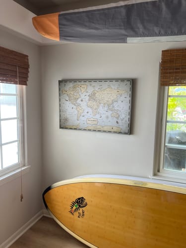 Customer photo review of Pinnable World Journey Map • Vintage Explorer