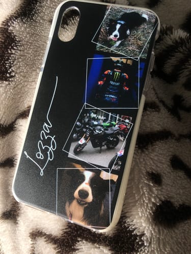 Customer photo review of Personalised 4 Photo Couple Name iPhone Case