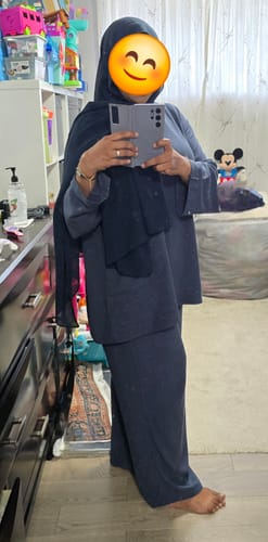 Customer photo review of Linen Blend Pants - Royal Blue S