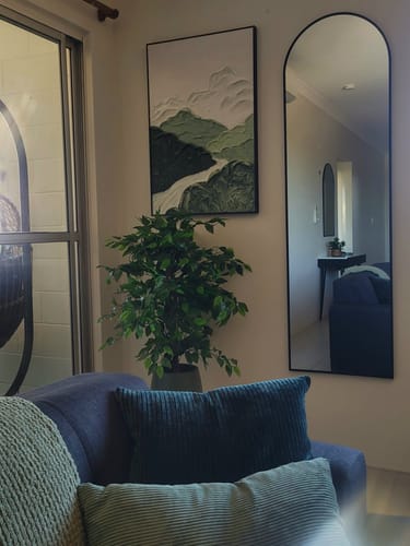 Customer photo review of Green and White Mountain Textured Abstract Painting #MT089