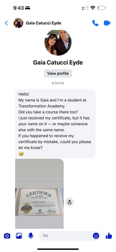 Customer photo review of Print Certificate (free + $15 USD shipping)