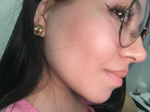 Customer photo review of Par Arete Doble Circulo Enlazado
