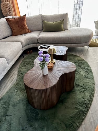 Customer photo review of Salontafel Curvara - Organisch - Teakhout - Set van 2