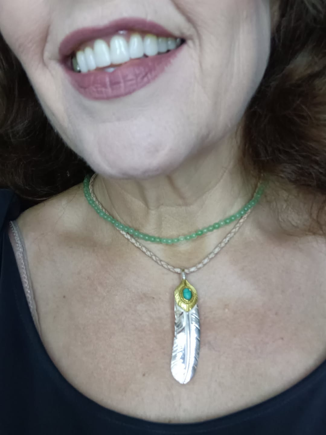 Customer photo review of Aventurine Beaded Necklace Mini