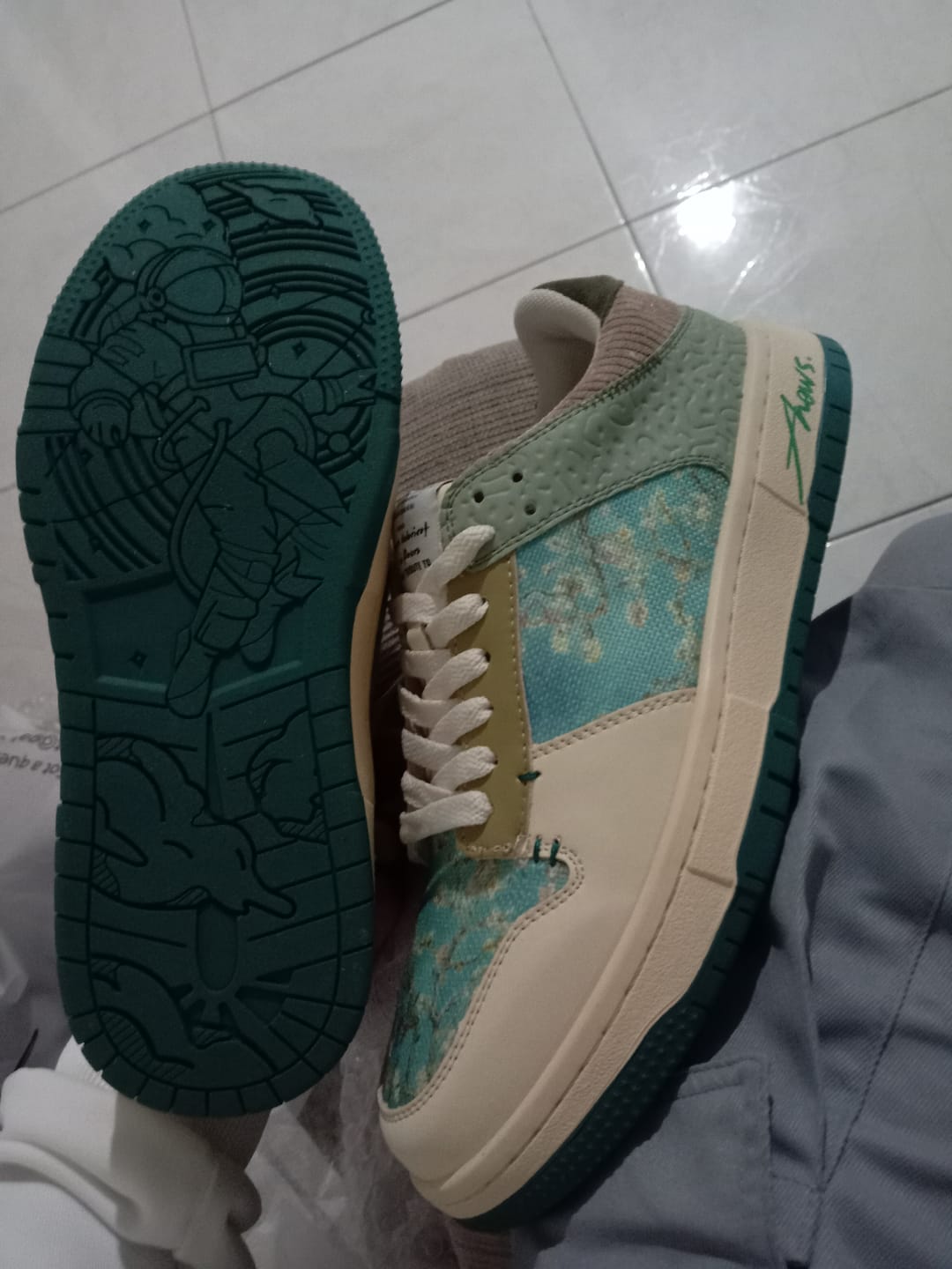 Customer photo review of Van Gogh Almond Blossoms inspired sneakers