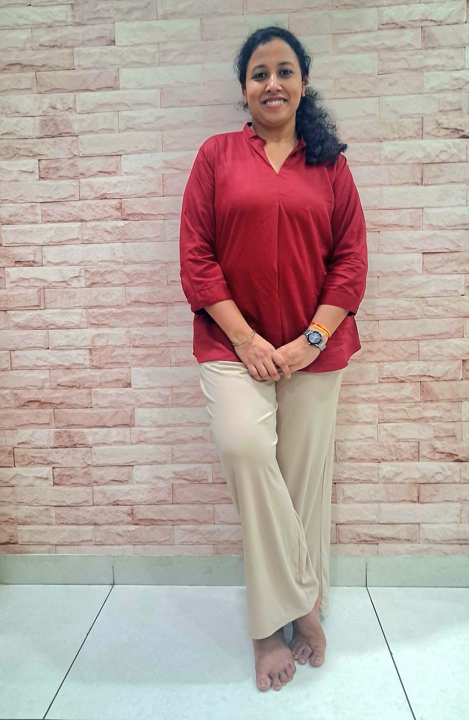 Customer photo review of Beige Wide Leg Pants