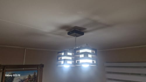 Customer photo review of Lampara Aplique Techo Madera  Doble Modelo CONI