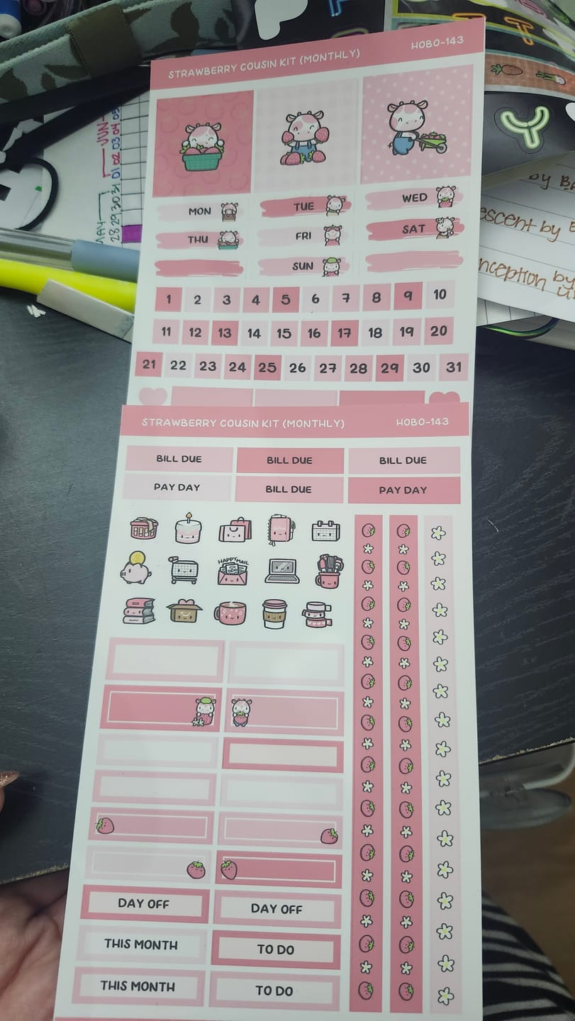 Customer photo review of Strawberry Harvest Theme Hobonichi Cousin Monthly Kit (Set of 2)