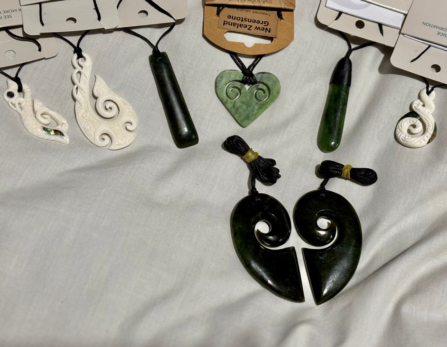 Customer photo review of Genuine NZ Greenstone Heart Necklace with Two Inner Koru