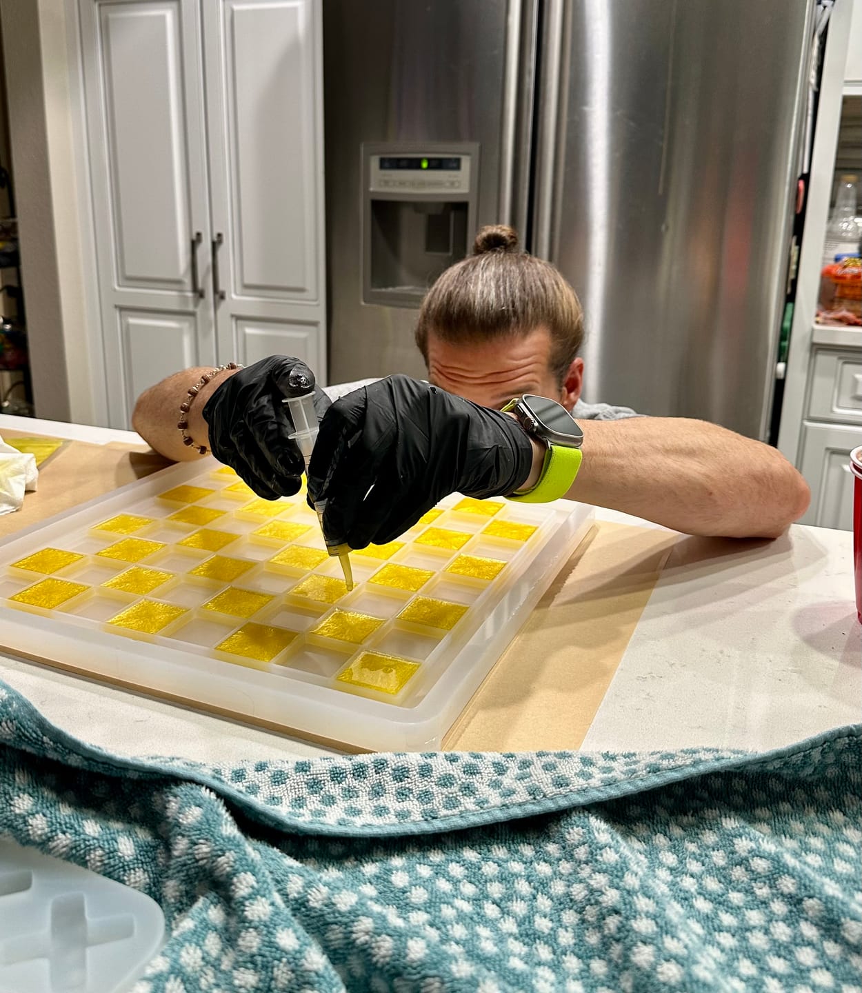 Customer photo review of 14.5x14.5x0.5" Medium Chess Board Silicone Mold With 1.5" Squares