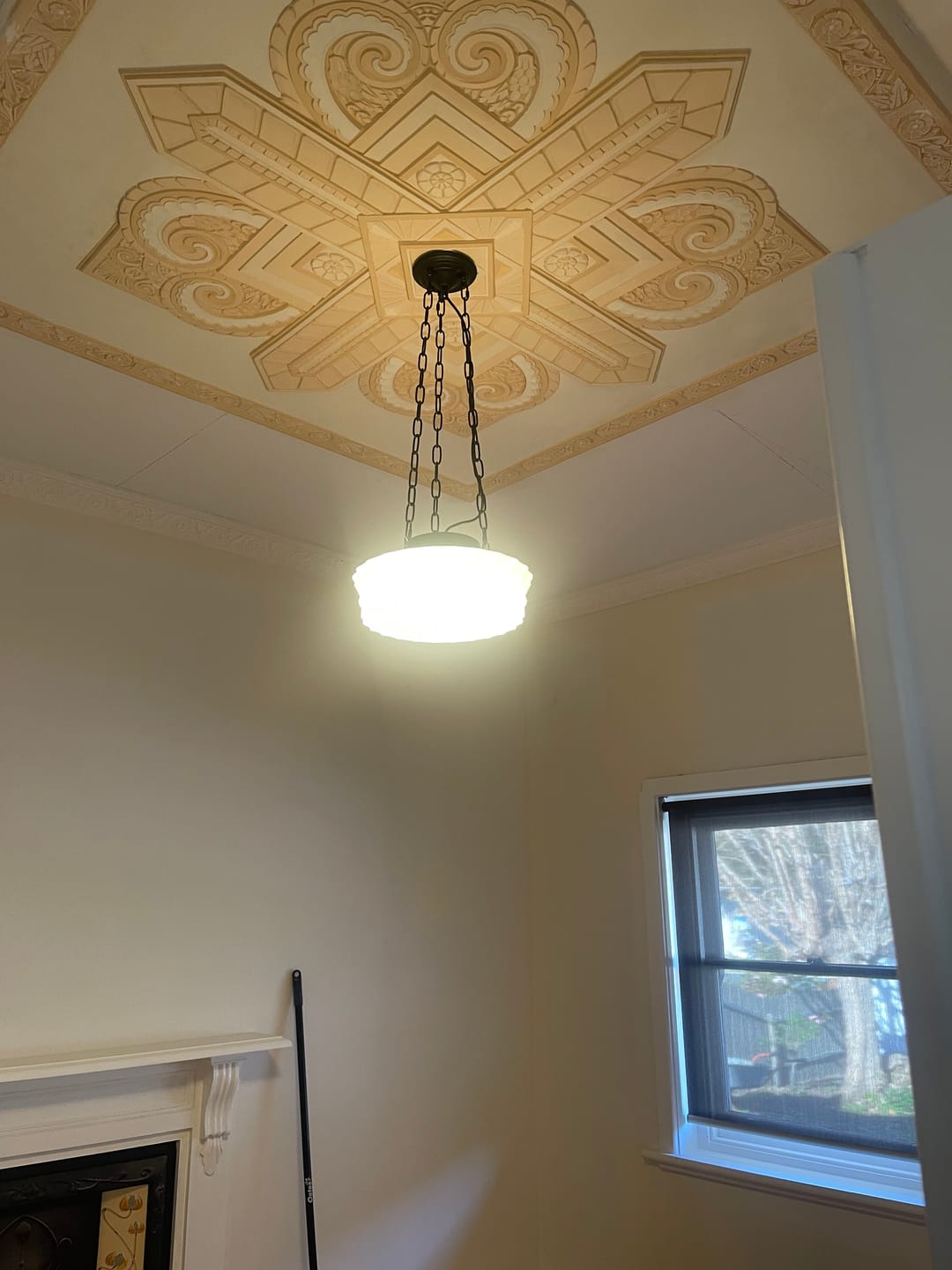 Customer photo review of Vintage 3-Light Ceramic Shade Schoolhouse Pendant Light