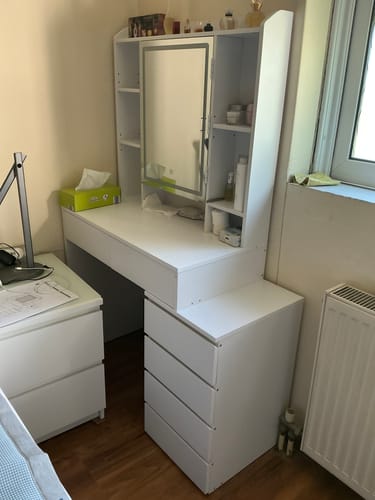 Customer photo review of Τραπέζι Μπουντουάρ Μακιγιάζ Tουαλέτας Κρεβατοκάμαρας Καθρέφτης Με Ντουλάπι Λευκό με Φωτισμό LED Ρυθμιζόμενη Φωτεινότητα RD-T124W01