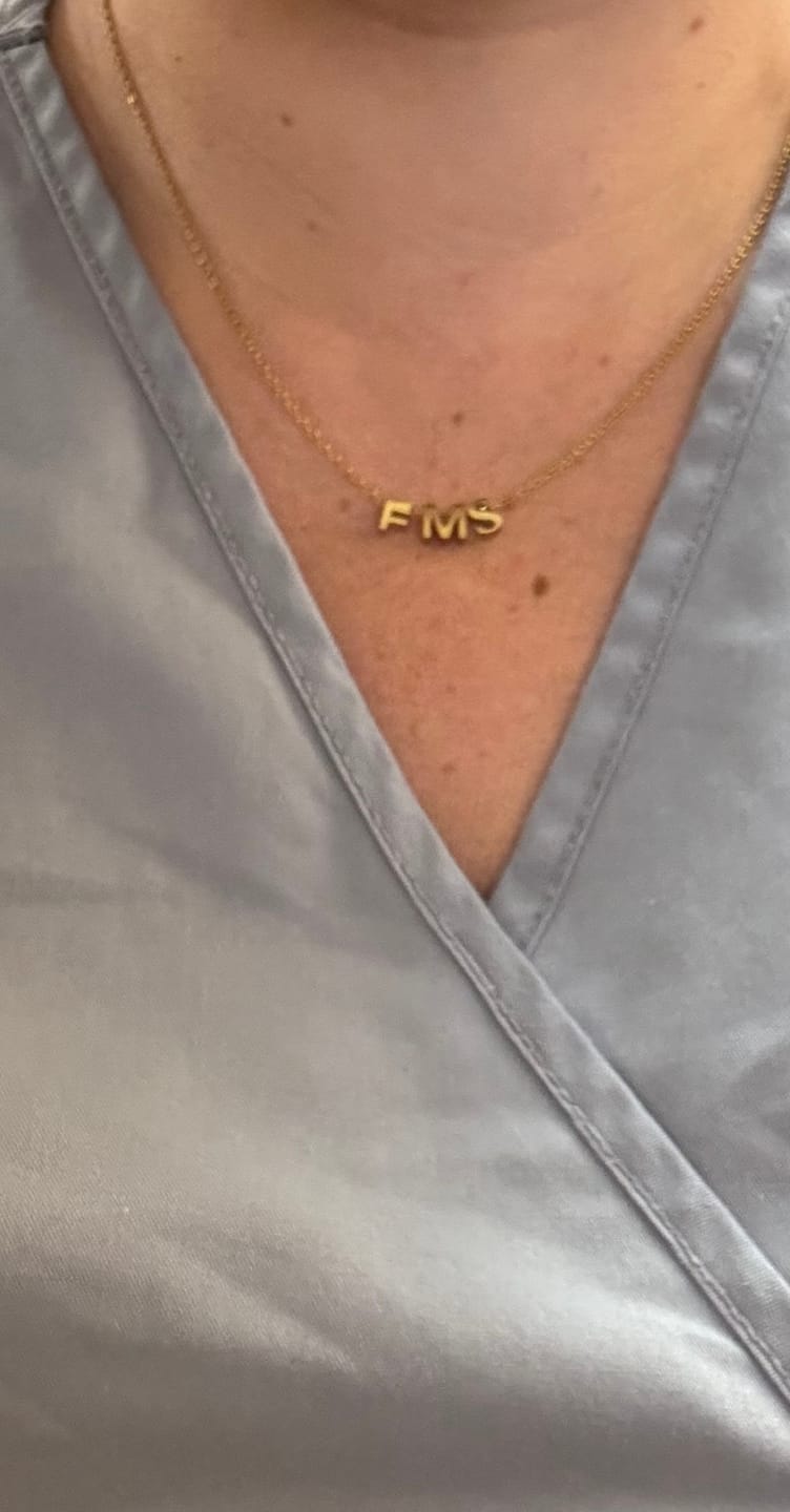 Customer photo review of Personalized Tiny Initial Necklace