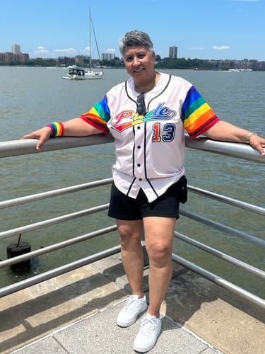 Customer photo review of Custom Cream LGBT Rainbow For Pride Month Raglan Sleeves Authentic Baseball Jersey