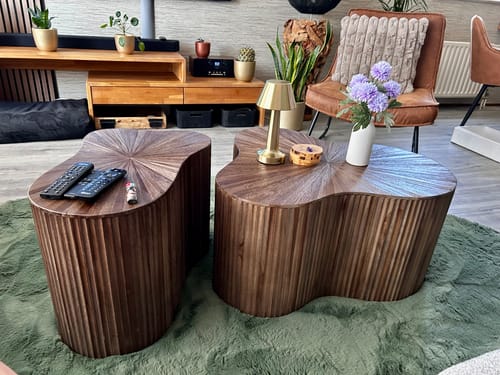 Customer photo review of Salontafel Curvara - Organisch - Teakhout - Set van 2