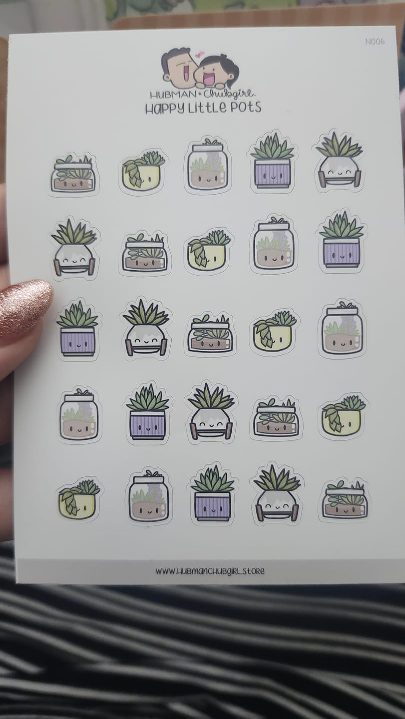Customer photo review of Happy Little Pots Planner Stickers