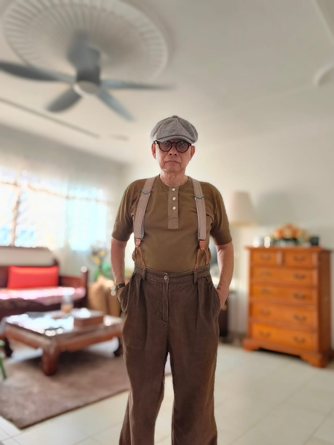 Customer photo review of Vintage Short Sleeve Henley T-Shirt - Olive
