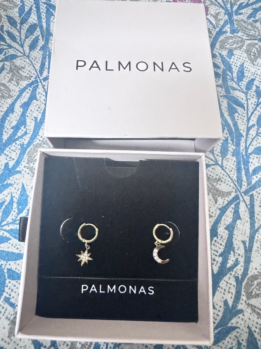 Customer photo review of Studded Star Moon Hoop Earrings