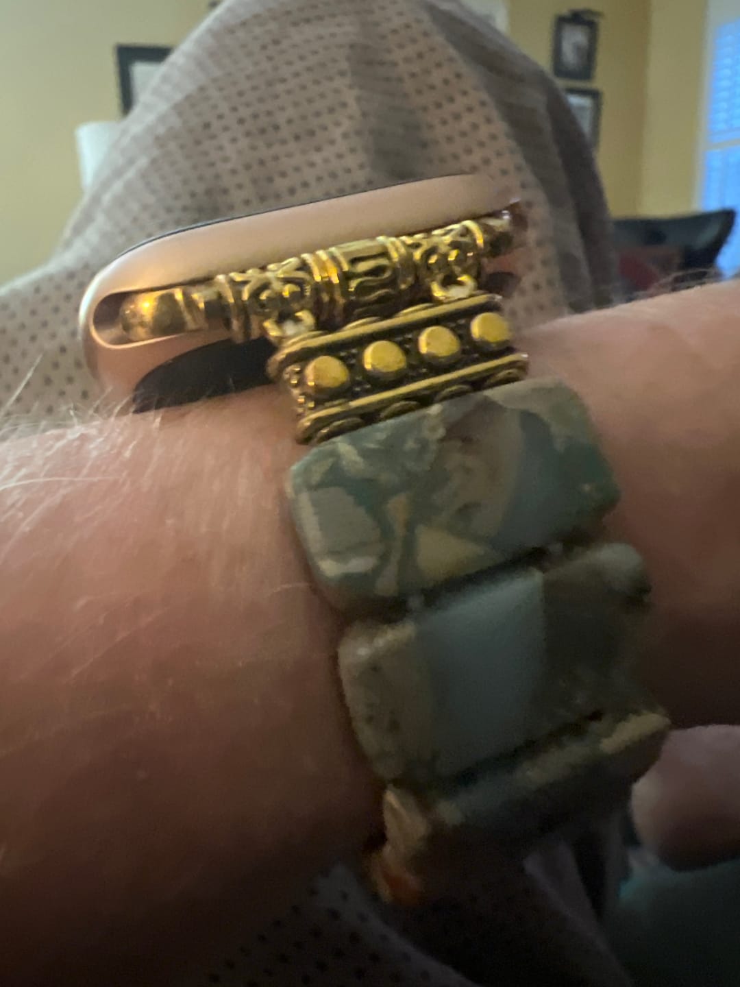 Customer photo review of Earth Tibetan Jasper Stretch Apple Watch Strap