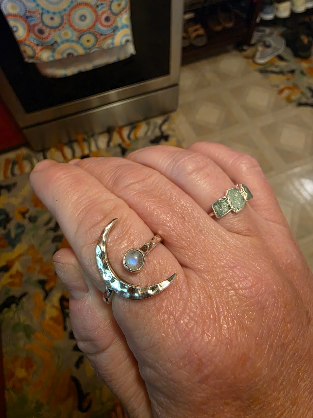 Customer photo review of Sterling Silver Crescent Moon Ring with Moonstone