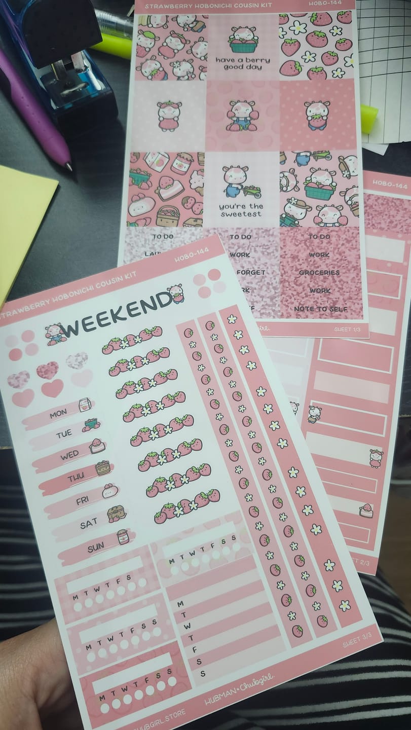 Customer photo review of Strawberry Harvest Theme Hobonichi Cousin Weekly Kit (Set of 3)