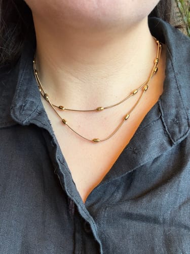 Customer photo review of Collar Doble Con Bolitas Ovaladas