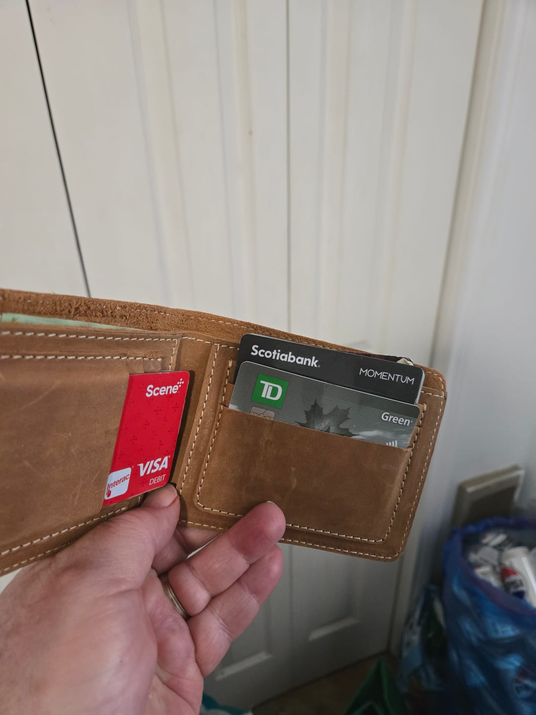 Customer photo review of Cognac Full Grain Leather Minimalist Wallet