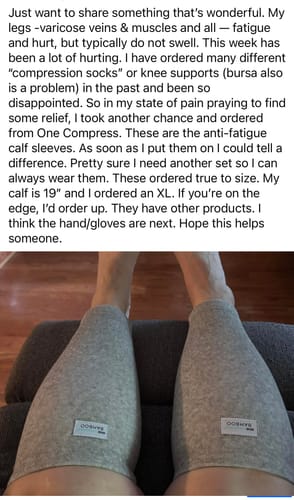 Customer photo review of Premium Bamboo Anti-Fatigue Calf Sleeve