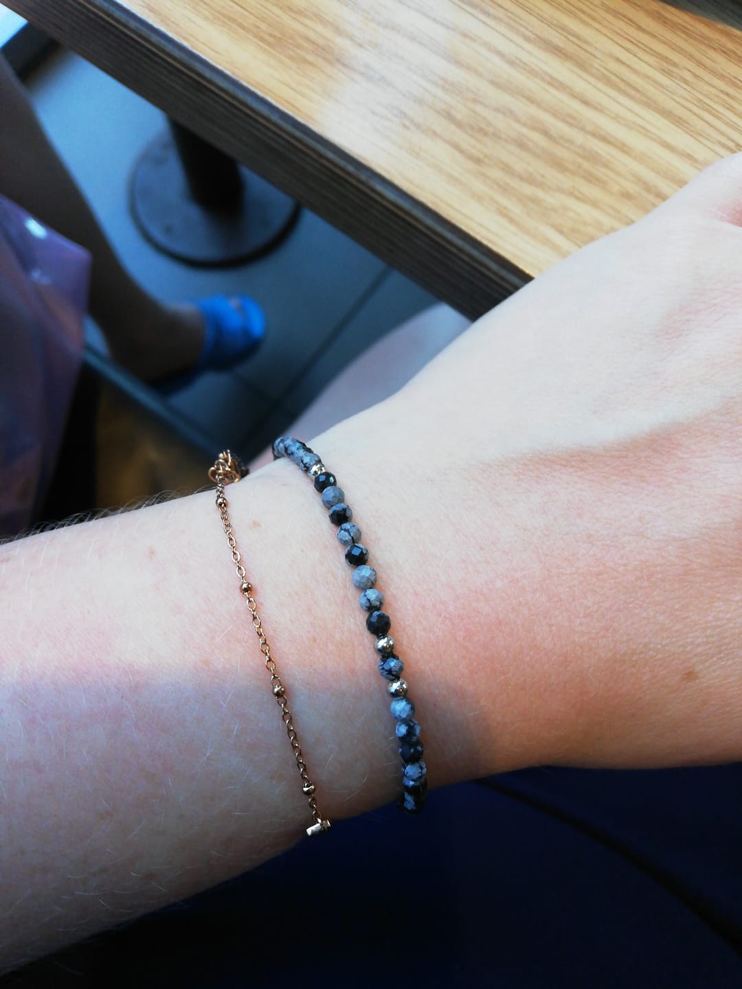 Customer photo review of Obsidian Armband - Schneeflockenobsidian