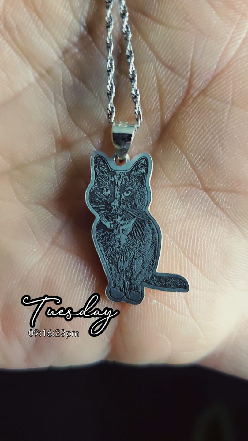 Customer photo review of Engraved Necklace & Keyring - Add Your Photo