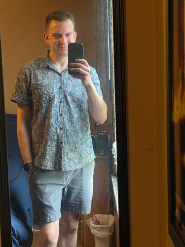 Customer photo review of Men's Vintage Floral Breathable Cotton Short Sleeve Shirt