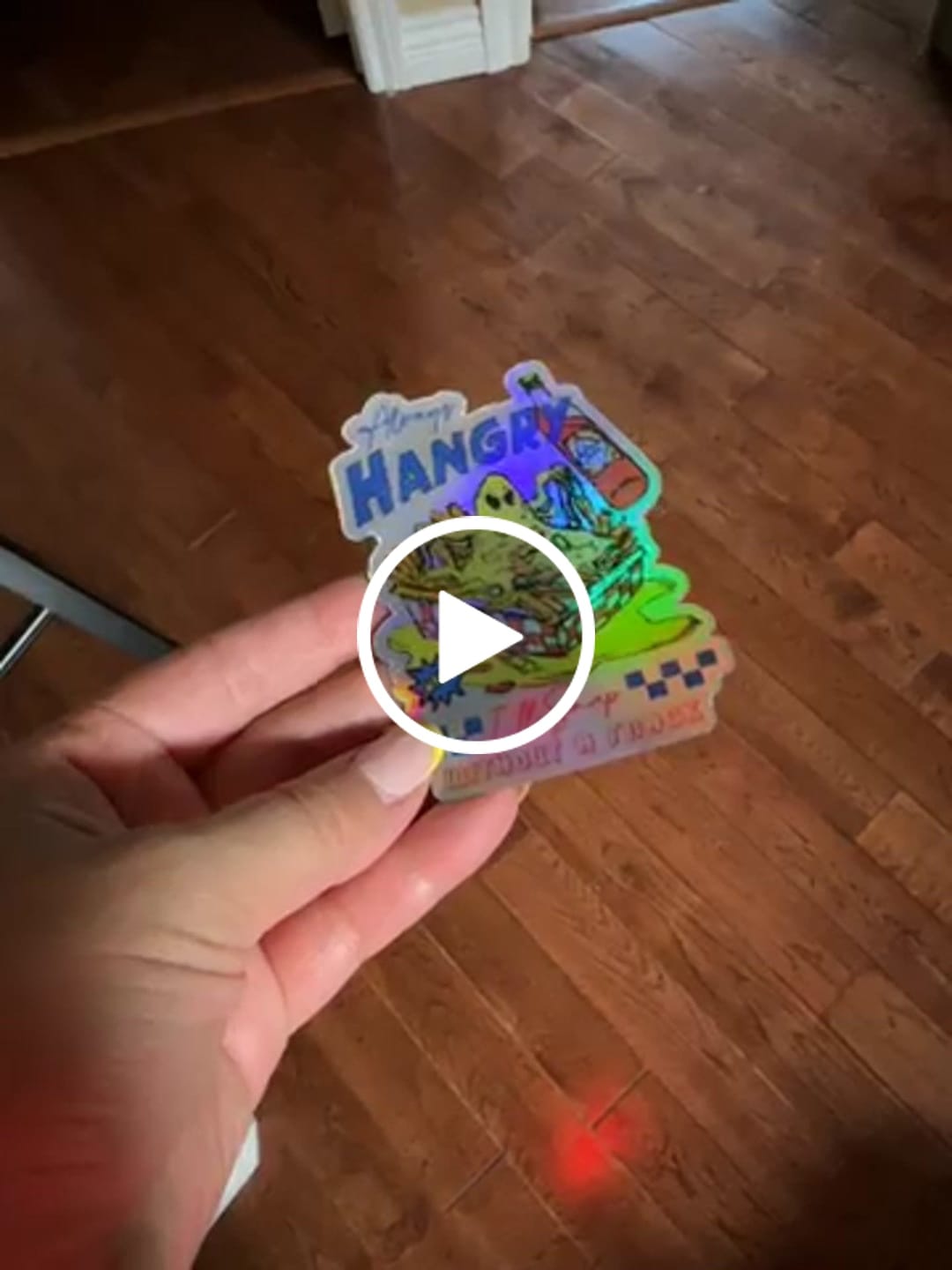 Customer video review of Always Hangry Holographic Sticker