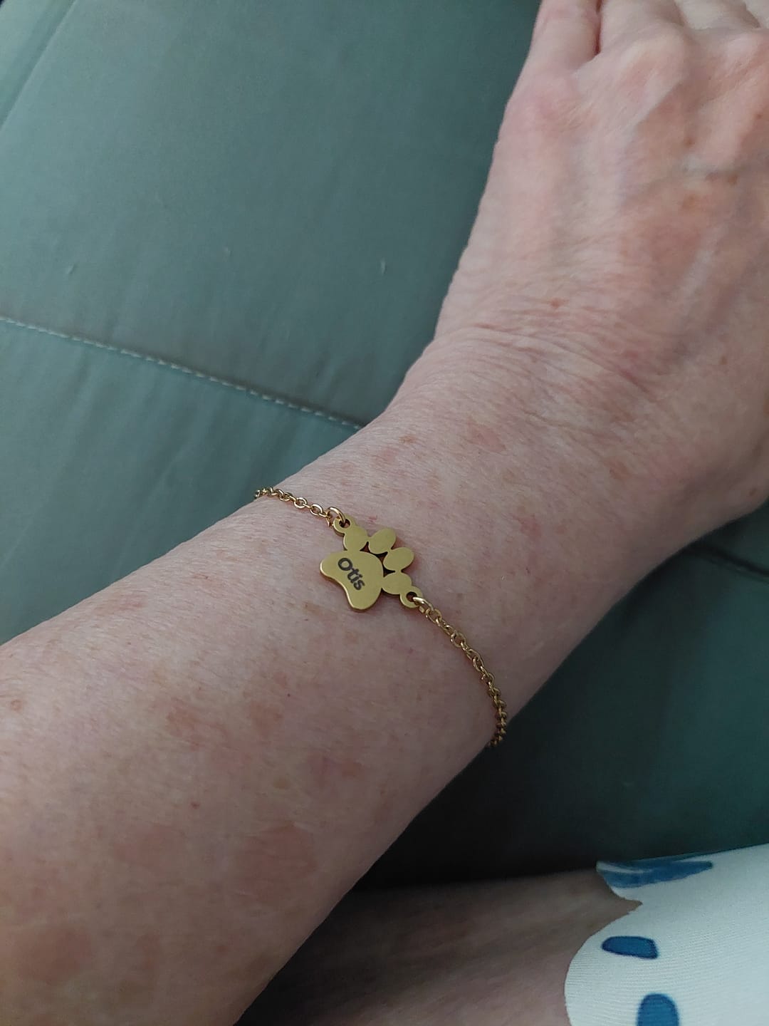 Customer photo review of Personalized Friendly Paw Name Bracelet