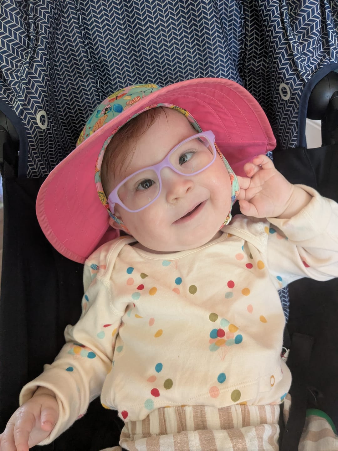 Customer photo review of Gold Striped Easy Feeding Adaptive Bodysuit