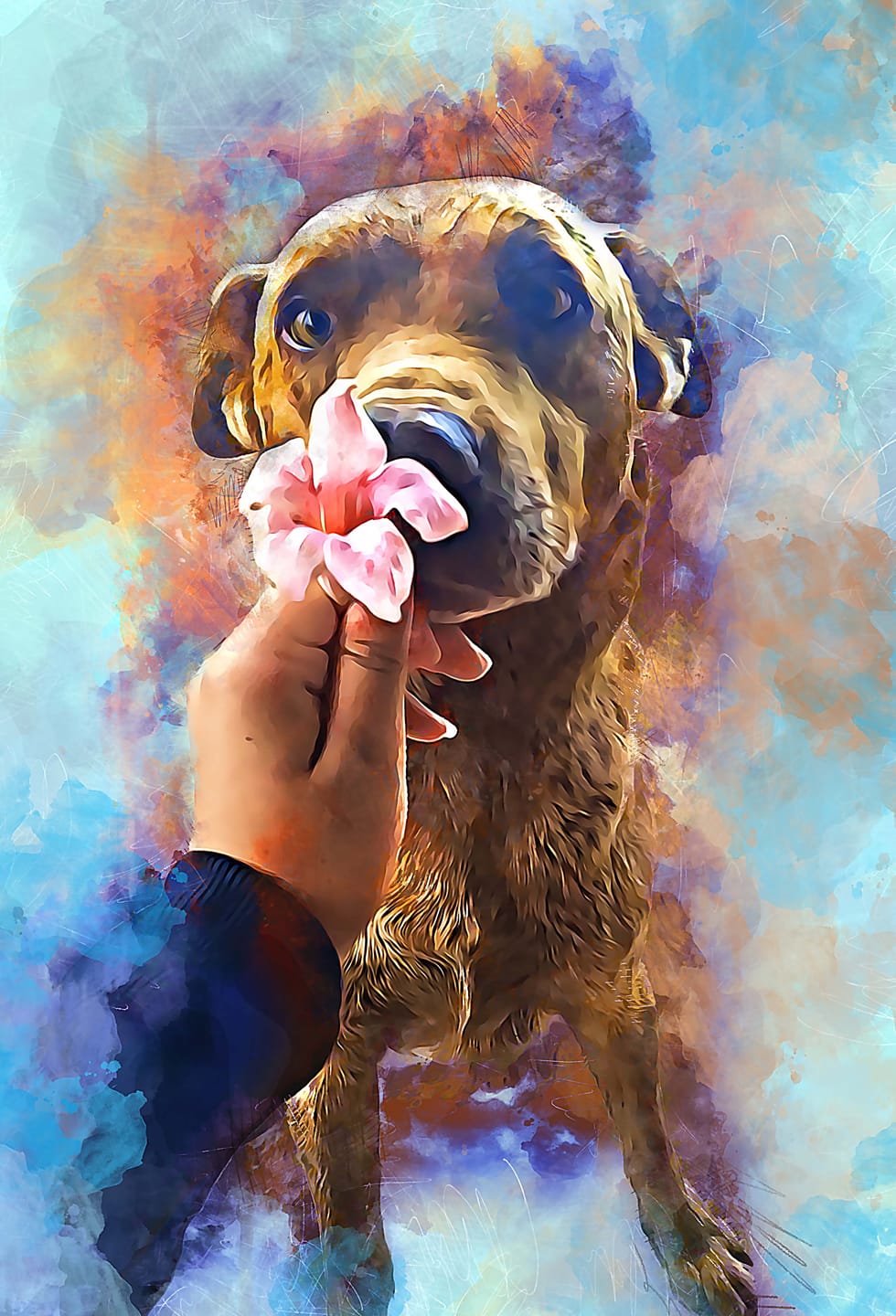 Customer photo review of Custom Neon Watercolor Pet Portrait – Aesthetic Neon Style (AN)