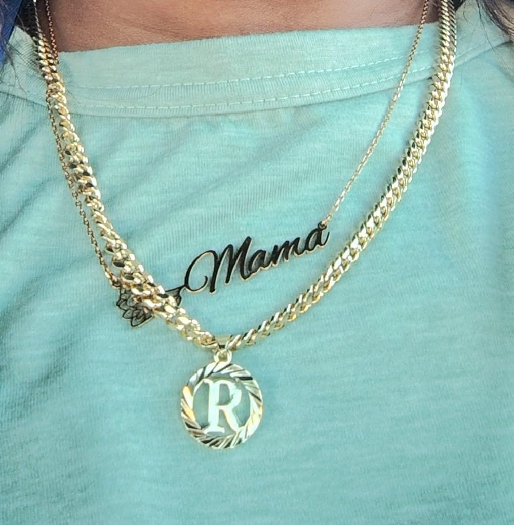 Customer photo review of LUXIIVA®  HOLLOW CAPITAL INITIAL NECKLACE
