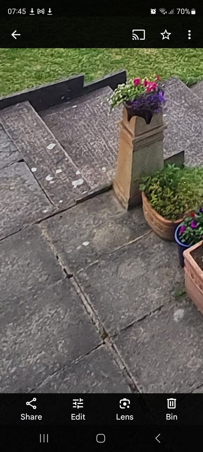 Customer photo review of Jannah Patio Stencil - Rectangle Slabs