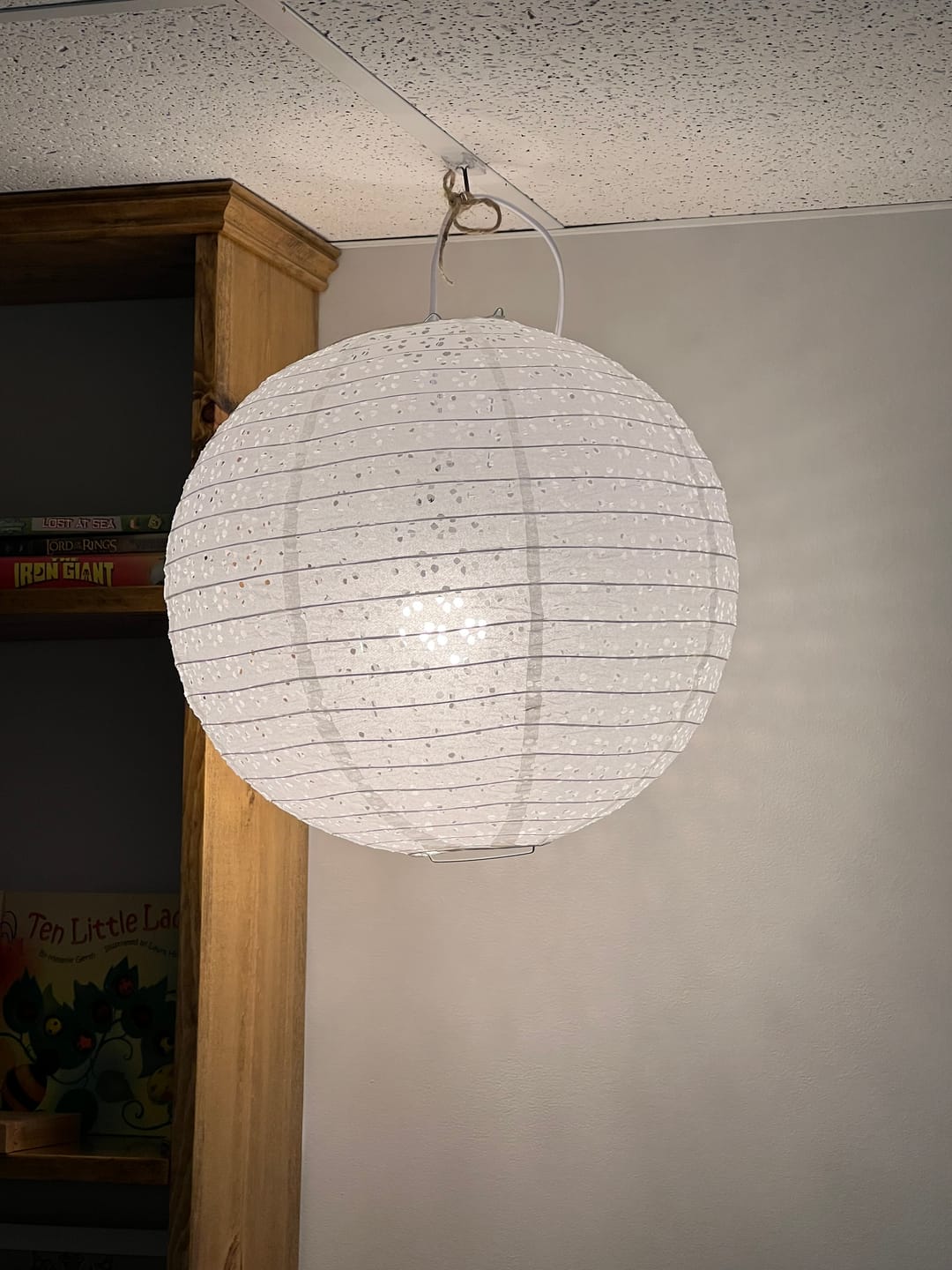 Customer photo review of 16" Round Eyelet Lace Look Paper Lantern - White