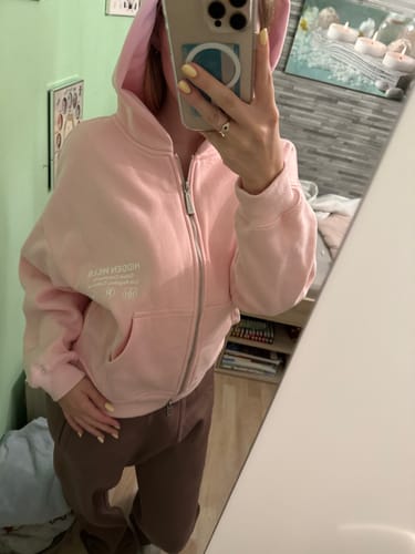 Customer photo review of LABEL ZIP HOODIE LIGHT PINK