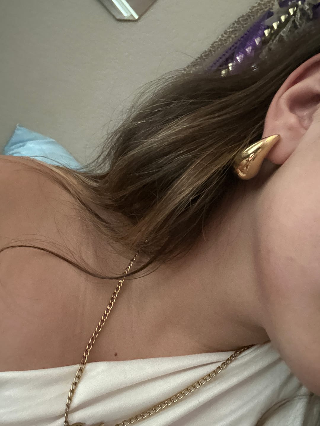 Customer photo review of Drop Stud Earrings