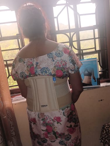 Customer photo review of Sacro Lumbar Belt 12" Back Double Strap | Supports the Lower back | Corrects Posture & Relieves Back Pain (Beige)