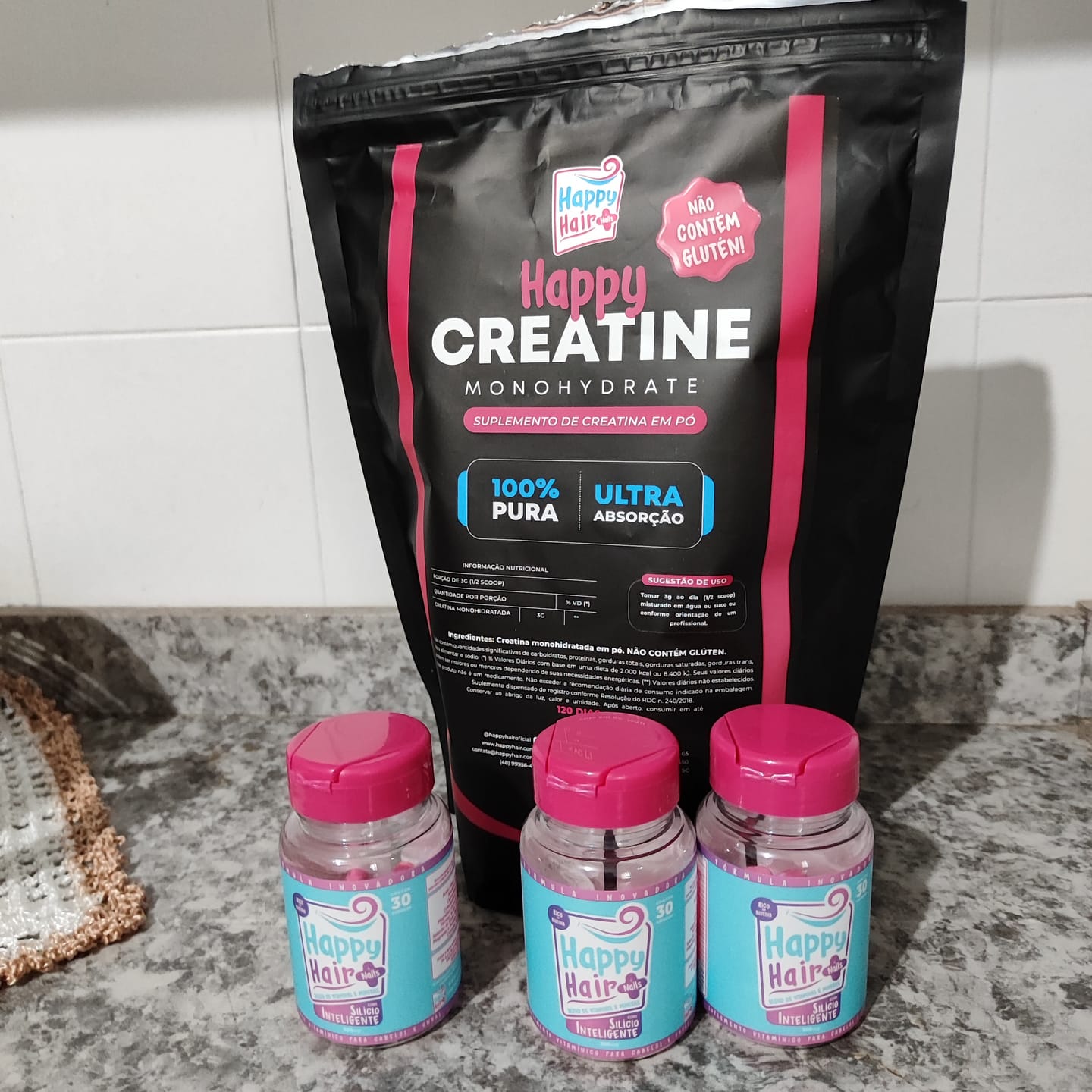 Customer photo review of Creatina Monohidratada 100% Pura 500g Happy Creatine
