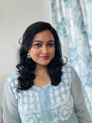 Customer photo review of Daania Powder Blue & White Kota Pearl short Frock