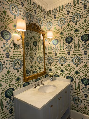 Customer photo review of Thibaut T16240 MENDOZA SUZANI Blue and Green on White