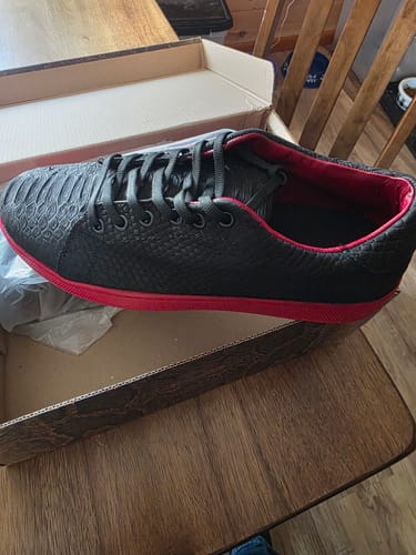 Customer photo review of Matte Black Python Leather Shoes