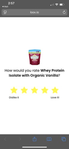 Customer photo review of Whey Protein Isolate with Organic Vanilla
