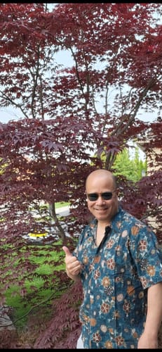 Customer photo review of Men's Casual Vintage Floral Print Blue Short Sleeve Shirt