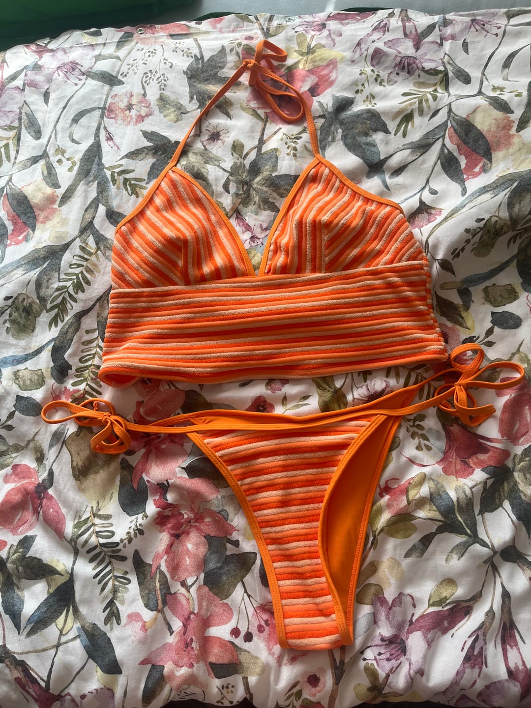 Customer photo review of Seamolly Striped Halter Tie Side Tankini Set